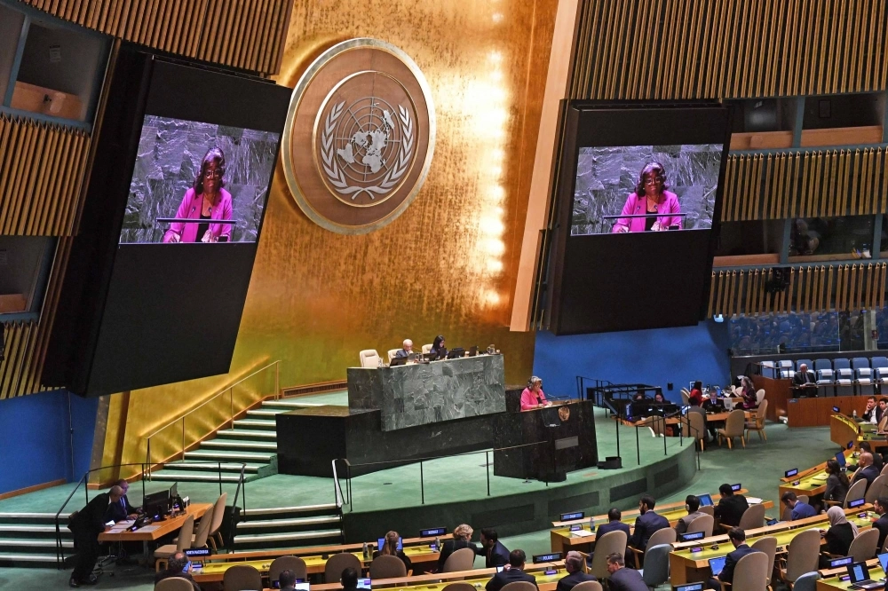 U.S. Ambassador to the United Nations Linda Thomas-Greenfield addresses an emergency session on the Israeli-Palestinian conflict at the United Nations headquarters on Oct. 27. U.S. Ambassador to the United Nations Linda Thomas-Greenfield addresses an emergency session on the Israeli-Palestinian conflict at the United Nations headquarters on Oct. 27.