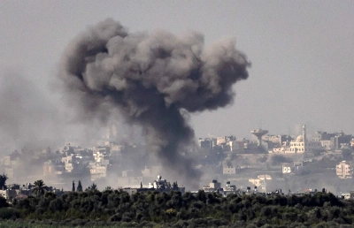 The Gaza Strip is hit with an Israeli bombardment amid ongoing battles between the Israeli military and Palestinian Hamas militants on Friday. The Gaza Strip is hit with an Israeli bombardment amid ongoing battles between the Israeli military and Palestinian Hamas militants on Friday.