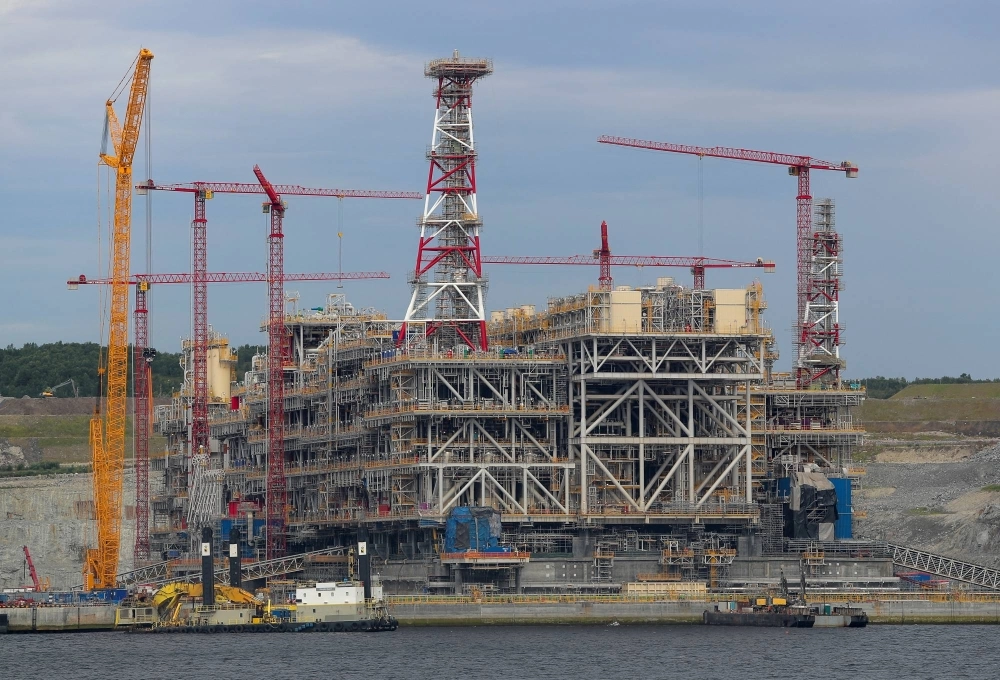A structure of the Arctic LNG 2 joint venture is seen under construction near the settlement of Belokamenka, Murmansk region, Russia, in July last year A structure of the Arctic LNG 2 joint venture is seen under construction near the settlement of Belokamenka, Murmansk region, Russia, in July last year