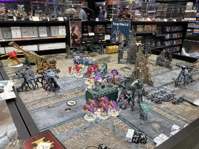 At the Warhammer Store & Cafe in Tokyo's Akihabara neighborhood, fans of the tabletop franchise have room to paint, discuss lore and, of course, battle it out on spacious tables. At the Warhammer Store & Cafe in Tokyo's Akihabara neighborhood, fans of the tabletop franchise have room to paint, discuss lore and, of course, battle it out on spacious tables.