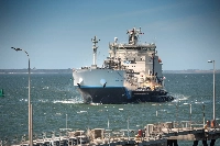 The Suiso Frontier hydrogen carrier, built by Kawasaki Heavy Industries, in January 2022.  | HySTRA / via REUTERS