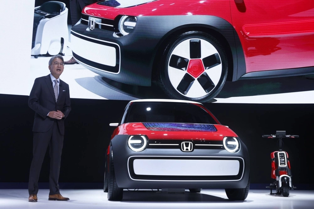 Toshihiro Mibe, president and chief executive officer of Honda at the Japan Mobility Show, in Tokyo in October Toshihiro Mibe, president and chief executive officer of Honda at the Japan Mobility Show, in Tokyo in October