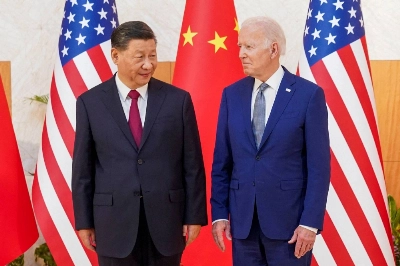 U.S. President Joe Biden meets with Chinese leader Xi Jinping on the sidelines of the Group of 20 leaders summit in Bali, Indonesia, on Nov. 14, 2022. U.S. President Joe Biden meets with Chinese leader Xi Jinping on the sidelines of the Group of 20 leaders summit in Bali, Indonesia, on Nov. 14, 2022.