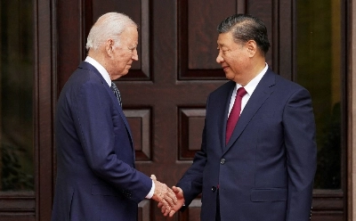 U.S. President Joe Biden greets Chinese President Xi Jinping on the sidelines of an Asia-Pacific Economic Cooperation summit in Woodside, California, on Nov. 15. U.S. President Joe Biden greets Chinese President Xi Jinping on the sidelines of an Asia-Pacific Economic Cooperation summit in Woodside, California, on Nov. 15.