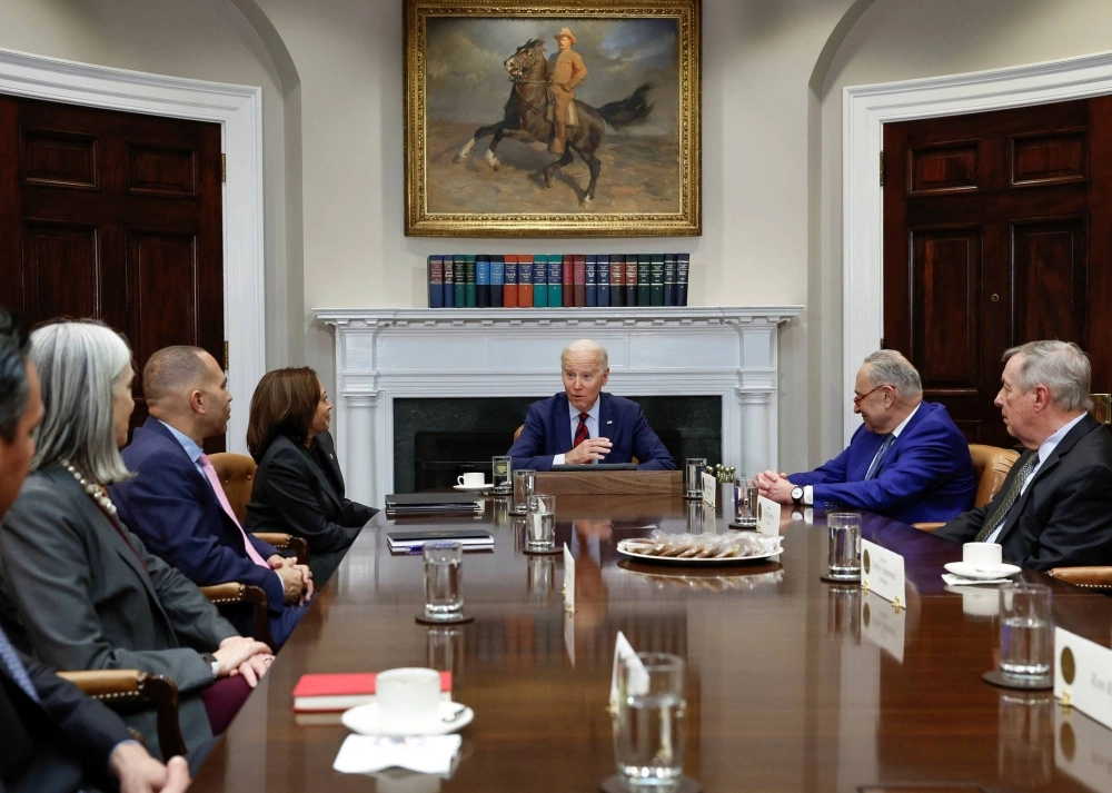 U.S. President Joe Biden hosts Democratic congressional leaders at the White House in January. U.S. President Joe Biden hosts Democratic congressional leaders at the White House in January.