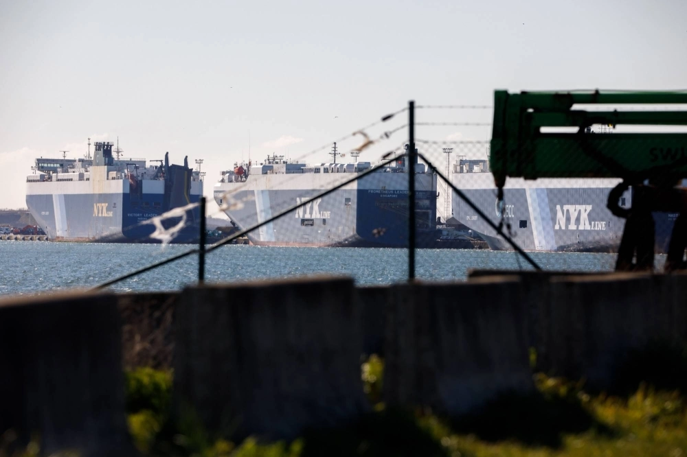 Vehicle carriers operated by Nippon Yusen sit docked at the Port of Zeebrugge in Zeebrugge, Belgium, in March 2020. Vehicle carriers operated by Nippon Yusen sit docked at the Port of Zeebrugge in Zeebrugge, Belgium, in March 2020.