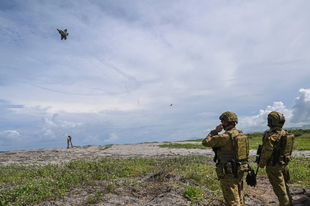 An Australian F-35A fighter jet takes part in a joint exercise between Australian and Philippine troops at a naval base in Zambales province, Philippines, in August.  An Australian F-35A fighter jet takes part in a joint exercise between Australian and Philippine troops at a naval base in Zambales province, Philippines, in August.