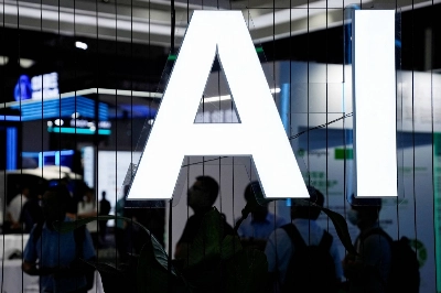 A sign at the World Artificial Intelligence Conference in Shanghai on July 6 A sign at the World Artificial Intelligence Conference in Shanghai on July 6