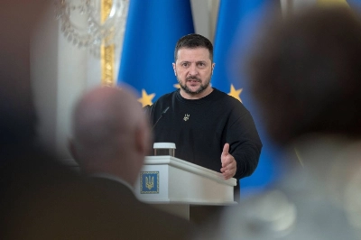 Volodymyr Zelenskyy, Ukraine's president, speaks during a news conference in Kyiv in Nov. 21.  Volodymyr Zelenskyy, Ukraine's president, speaks during a news conference in Kyiv in Nov. 21.