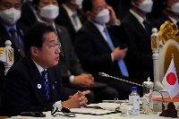 Prime Minister Fumio Kishida speaks at an ASEAN summit in Phnom Penh in 2022.  | Reuters 
ASEAN Summit in Phnom Penh