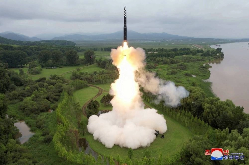 A Hwasong-18 intercontinental ballistic missile is launched from North Korea in this image released on July 13. The nation’s missile launches continued to rattle its neighbors, including South Korea and Japan, in 2023. A Hwasong-18 intercontinental ballistic missile is launched from North Korea in this image released on July 13. The nation’s missile launches continued to rattle its neighbors, including South Korea and Japan, in 2023.