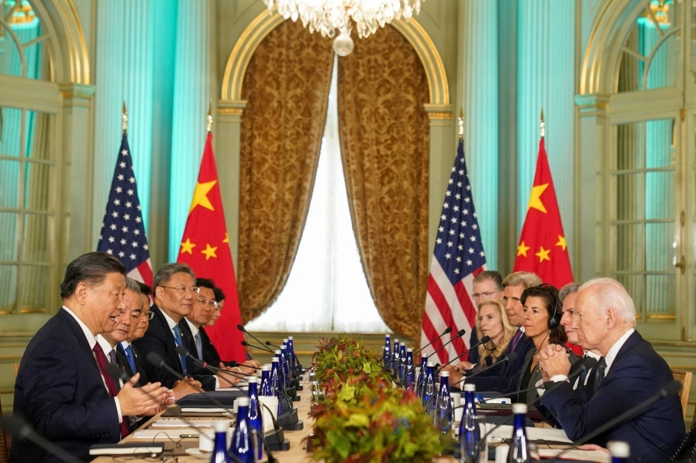 U.S. President Joe Biden and Chinese President Xi Jinping hold a bilateral meeting on the sidelines of the Asia-Pacific Economic Cooperation summit in Woodside, California, on Nov. 15. Ties between the two superpowers remained tenuous throughout the year, with few instances of cooperation. U.S. President Joe Biden and Chinese President Xi Jinping hold a bilateral meeting on the sidelines of the Asia-Pacific Economic Cooperation summit in Woodside, California, on Nov. 15. Ties between the two superpowers remained tenuous throughout the year, with few instances of cooperation.