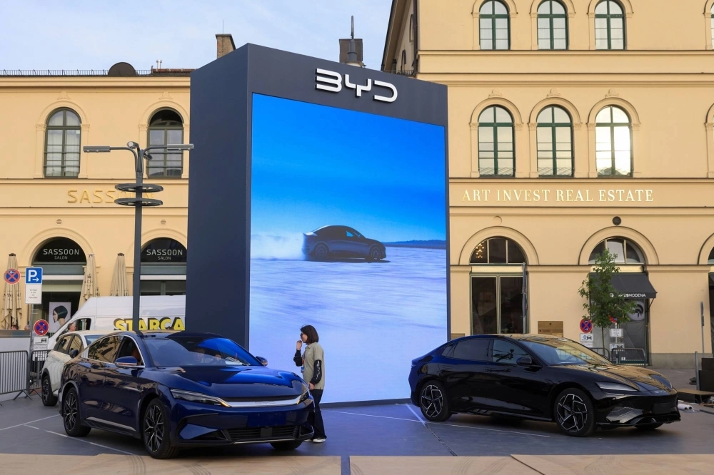 BYD exhibits its cars ahead of the Munich Motor Show in September. BYD exhibits its cars ahead of the Munich Motor Show in September.