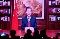Chinese President Xi Jinping's New Year's speech in Beijing on Sunday had made reference to the inevitability of China's "reunification" with Taiwan. | AFP-JIJI