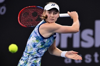 Elena Rybakina of Kazakhstan hits a return during the women's singles final against Aryna Sabalenka of Belarus at the Brisbane International tennis tournament in Brisbane on Sunday. Elena Rybakina of Kazakhstan hits a return during the women's singles final against Aryna Sabalenka of Belarus at the Brisbane International tennis tournament in Brisbane on Sunday.
