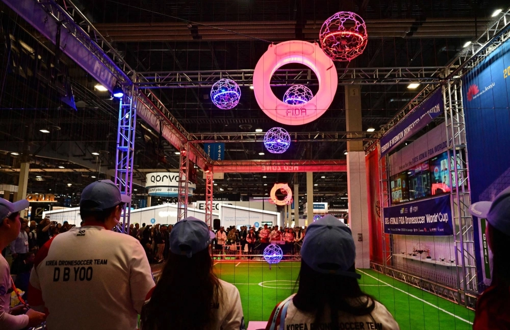 Drone soccer is only three minutes long and the action is fast-paced: Protected by globe-like shields, the drones take off and zip around, ramming into each other and bouncing off the green field in pursuit of a goal. Drone soccer is only three minutes long and the action is fast-paced: Protected by globe-like shields, the drones take off and zip around, ramming into each other and bouncing off the green field in pursuit of a goal.