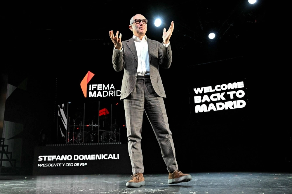 Stefano Domenicali, CEO of Formula One, during a news conference in Madrid on Tuesday.  Stefano Domenicali, CEO of Formula One, during a news conference in Madrid on Tuesday.
