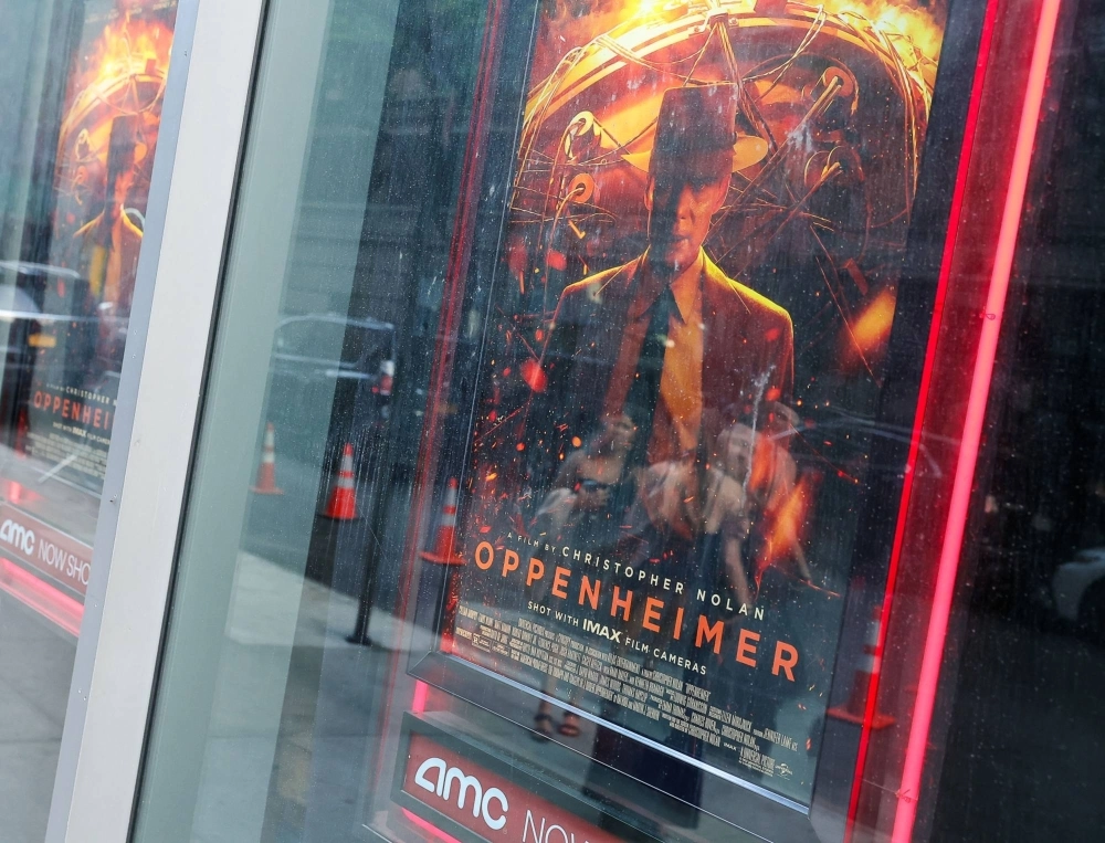 An Oppenheimer film poster at AMC Lincoln Square Theater in New York in July An Oppenheimer film poster at AMC Lincoln Square Theater in New York in July
