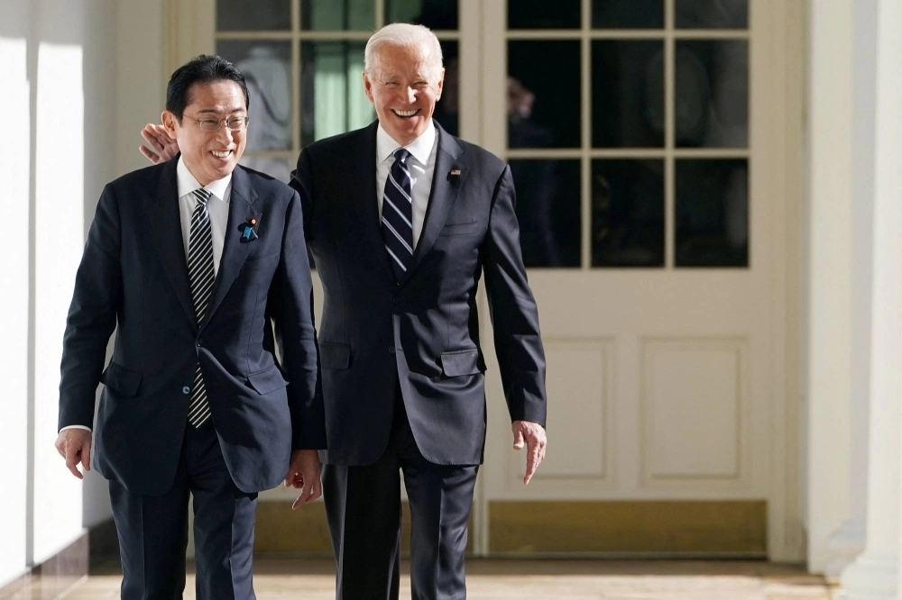 U.S. President Joe Biden and Prime Minister Fumio Kishida at the White House in Washington in January 2023. Some Japanese businesses are keenly waiting for the results of the U.S. presidential election in November. U.S. President Joe Biden and Prime Minister Fumio Kishida at the White House in Washington in January 2023. Some Japanese businesses are keenly waiting for the results of the U.S. presidential election in November.