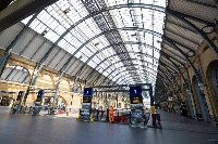 London King's Cross railway station empty after train cancellations due to a heat wave in July 2022 | Bloomberg