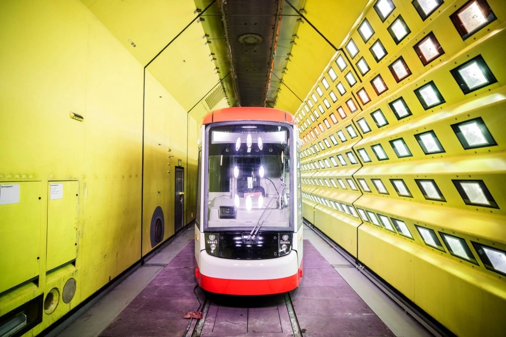 Sun simulation at the Rail Tec Arsenal facility in Vienna, Austria, on Dec. 15, 2023 Sun simulation at the Rail Tec Arsenal facility in Vienna, Austria, on Dec. 15, 2023