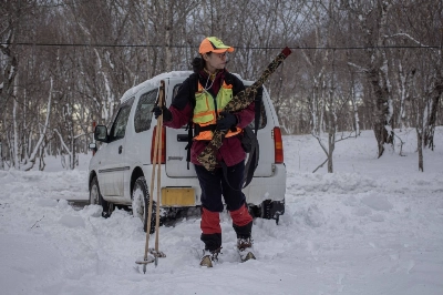 Naoko Motooka began hunting 10 years ago. Her hobby is one way Hokkaido hopes to curb a current boom in the deer population. Naoko Motooka began hunting 10 years ago. Her hobby is one way Hokkaido hopes to curb a current boom in the deer population.