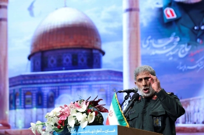 Brig. Gen. Esmail Qaani, the head of Iran's Revolutionary Guards' Quds Force, speaks during a ceremony marking the anniversary of the death of senior Iranian military commander Mohammad Hejazi, in Tehran, on April 14, 2022.   Brig. Gen. Esmail Qaani, the head of Iran's Revolutionary Guards' Quds Force, speaks during a ceremony marking the anniversary of the death of senior Iranian military commander Mohammad Hejazi, in Tehran, on April 14, 2022.