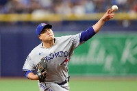 The Blue Jays' Ryu Hyun-jin throws during a game against the Rays in September.  | USA Today / via Reuters