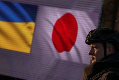 A member of the Ukrainian State Emergency Service attends a transfer ceremony of special vehicles from Japan to Ukraine in Kyiv on Nov. 20, 2023. A member of the Ukrainian State Emergency Service attends a transfer ceremony of special vehicles from Japan to Ukraine in Kyiv on Nov. 20, 2023.