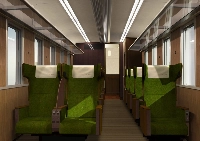 Hankyu's new PRiVACE carriages will feature spacious seats arranged in three rows, equipped with partitions, reading lights, and power sockets. | Hankyu