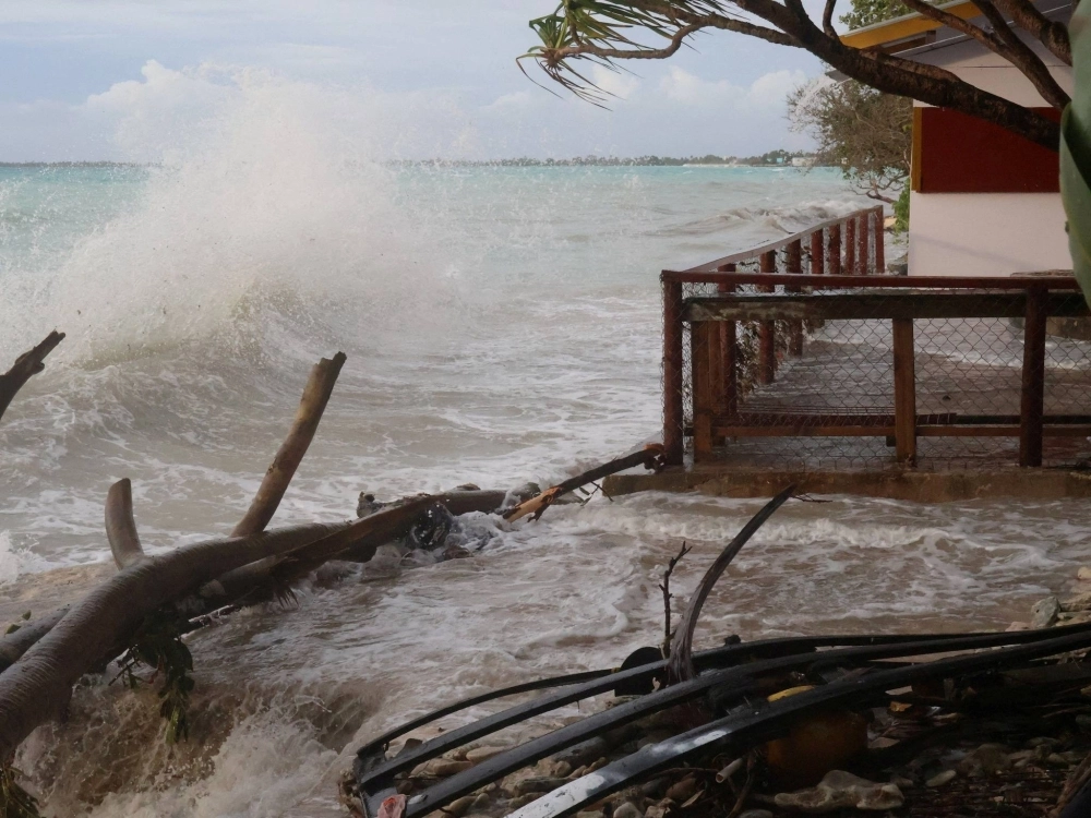 High tides in Funafuti, Tuvalu, in February. About 40% of the main atoll and capital district Funafuti is already underwater at high tide, and the tiny nation is forecast to be submerged by the end of the century. High tides in Funafuti, Tuvalu, in February. About 40% of the main atoll and capital district Funafuti is already underwater at high tide, and the tiny nation is forecast to be submerged by the end of the century.