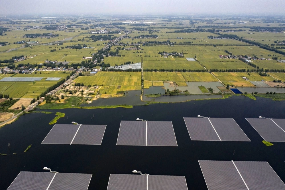 The Huainan solar installation in China's Anhui province covers the size of more than 400 soccer pitches and generates power for more than 100,000 homes. The Huainan solar installation in China's Anhui province covers the size of more than 400 soccer pitches and generates power for more than 100,000 homes.
