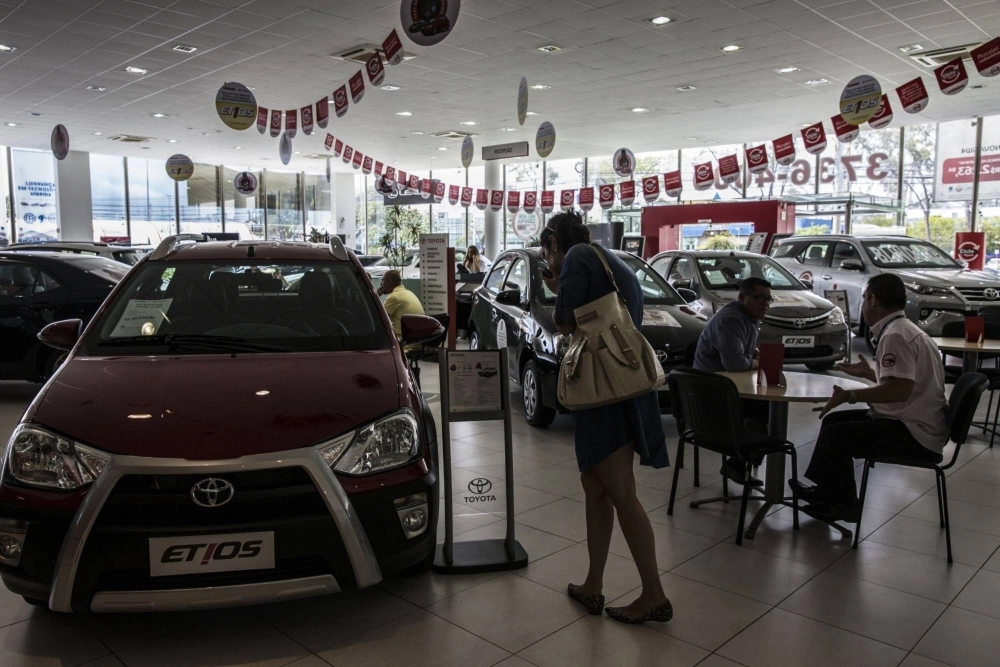 Vehicles on display at a Toyota car dealership in Rio de Janeiro, Brazil Vehicles on display at a Toyota car dealership in Rio de Janeiro, Brazil