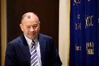 Japan rugby head coach Eddie Jones attends a news conference at the Foreign Correspondents' Club of Japan in Tokyo on Wednesday.  | AFP-JIJI
