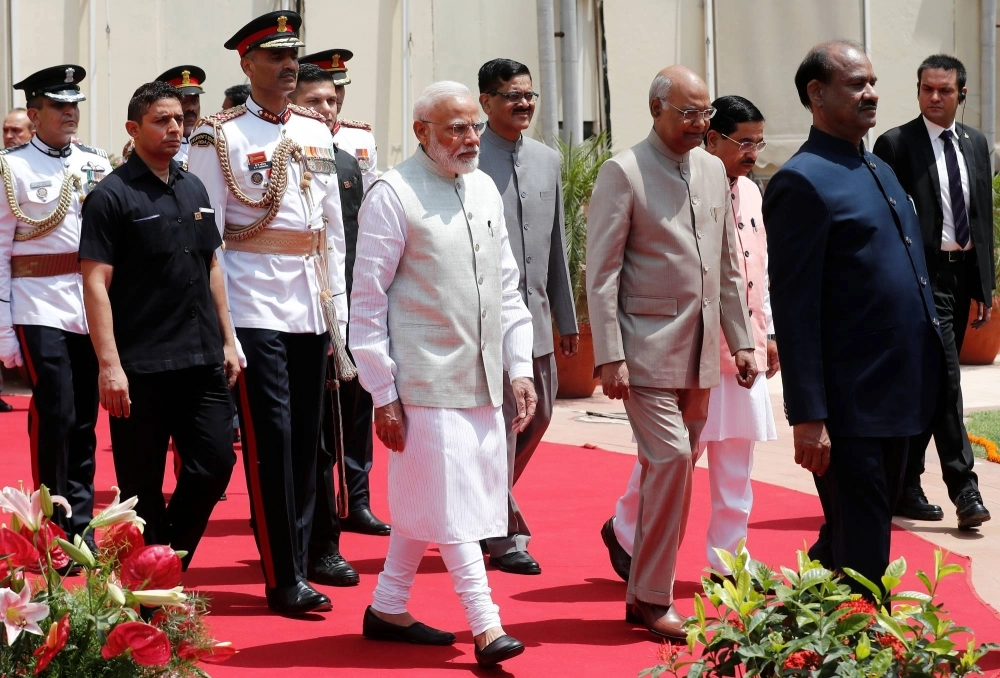 Indian Prime Minister Narendra Modi prepares to address a joint session of parliament in New Delhi in June 2019. Indian Prime Minister Narendra Modi prepares to address a joint session of parliament in New Delhi in June 2019.