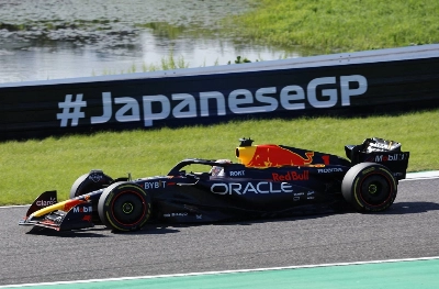 Red Bull's Max Verstappen in action during the 2023 Japanese Grand Prix in Suzuka, Mie Prefecture, on Sept. 24. Red Bull's Max Verstappen in action during the 2023 Japanese Grand Prix in Suzuka, Mie Prefecture, on Sept. 24.