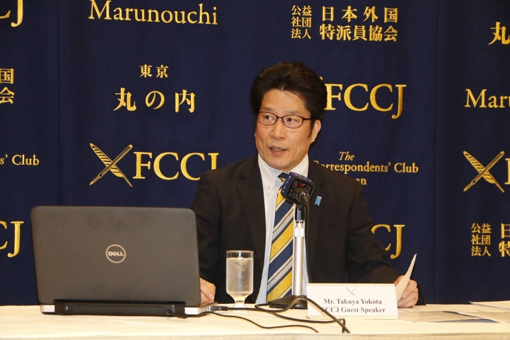 Takuya Yokota, the representative of the Association of Families of Victims Kidnapped by North Korea, gives a news conference at the Foreign Correspondents’ Club of Japan in Tokyo on Friday. Takuya Yokota, the representative of the Association of Families of Victims Kidnapped by North Korea, gives a news conference at the Foreign Correspondents’ Club of Japan in Tokyo on Friday.