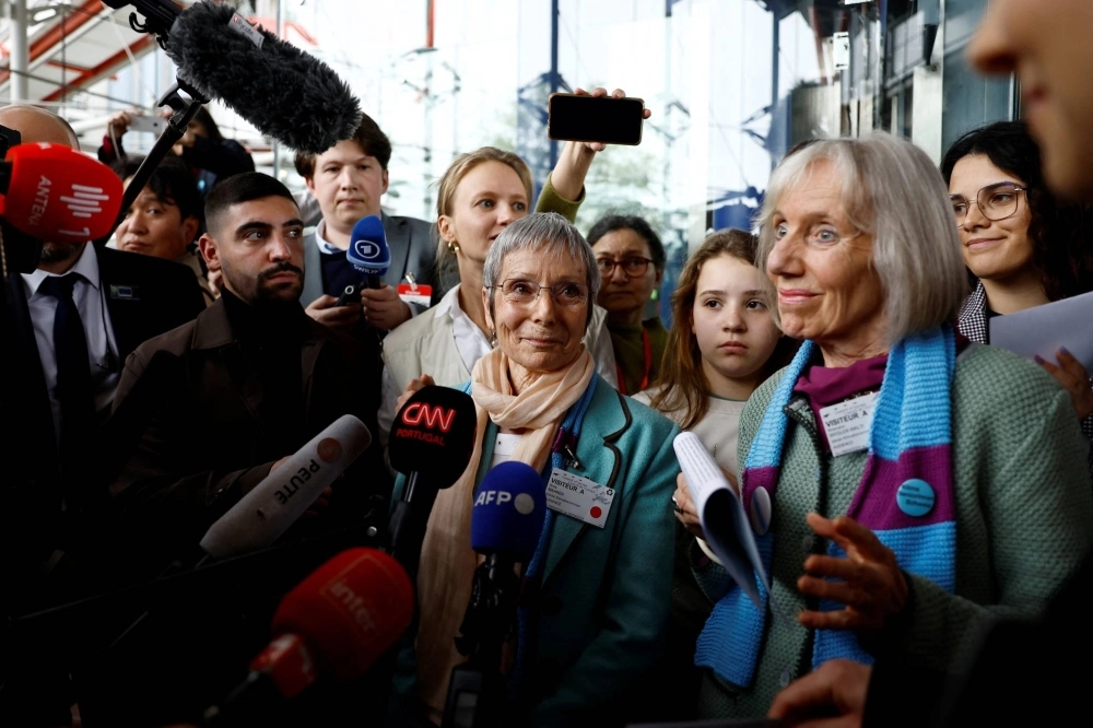 Anne Mahrer and Rosmarie Wydler-Walti talk to journalists at the European Court of Human Rights in Strasbourg, France, on Tuesday. Anne Mahrer and Rosmarie Wydler-Walti talk to journalists at the European Court of Human Rights in Strasbourg, France, on Tuesday.