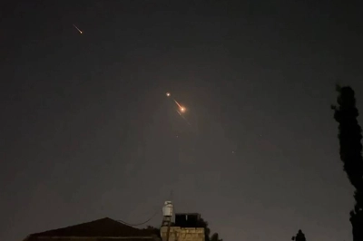 This video grab from AFPTV taken on Sunday shows explosions lighting up the Jerusalem sky during Iranian attack on Israel. This video grab from AFPTV taken on Sunday shows explosions lighting up the Jerusalem sky during Iranian attack on Israel.