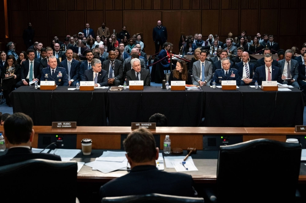 Leaders of intelligence agencies testify before a congressional committee about worldwide threats in Washington on March 11. Leaders of intelligence agencies testify before a congressional committee about worldwide threats in Washington on March 11.