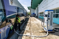 An electric charging station for hydrogen tram. A planned autonomous, hydrogen-fuel tram line costing 5.59 billion ringgit ($1.17 billion) is slated to start operations as early as next year.  | Bloomberg