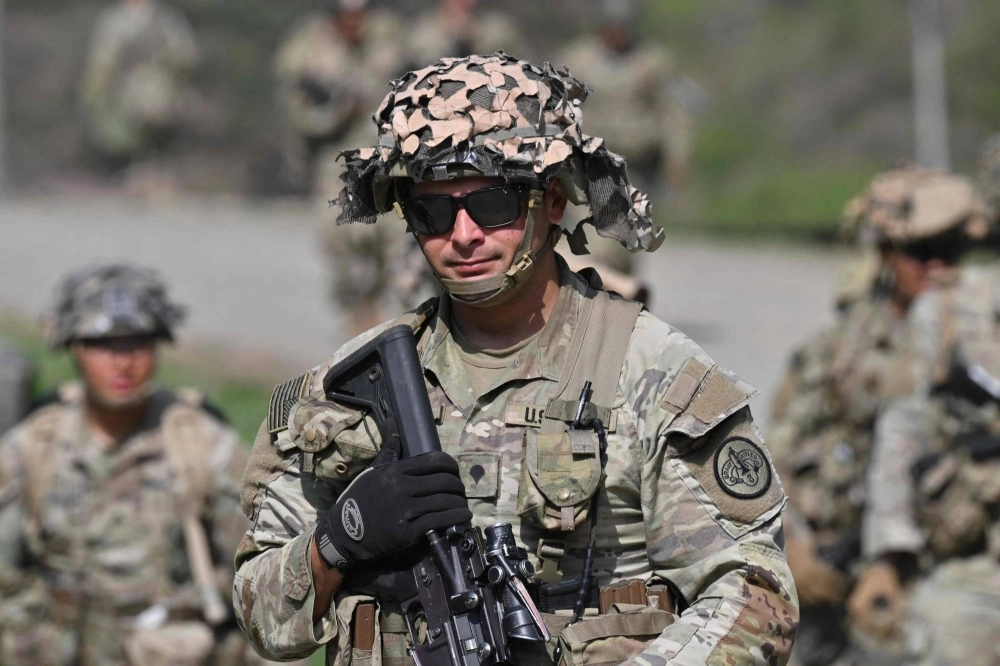 U.S. soldiers from the Eighth Army participate in a competition at the Rodriguez Live Fire Complex in Pocheon, South Korea, on April 19. U.S. soldiers from the Eighth Army participate in a competition at the Rodriguez Live Fire Complex in Pocheon, South Korea, on April 19.