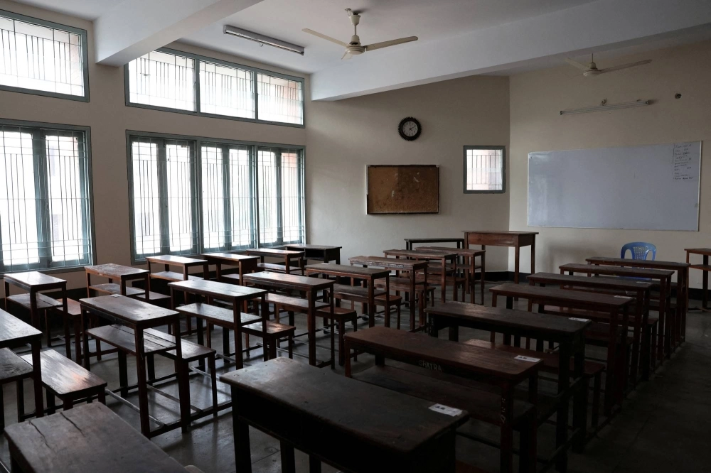 An empty classroom of a school called Udayan Uchcha Madhyamik Bidyalaya is pictured as all schools are closed due to on going heat wave in Dhaka on April 25. An empty classroom of a school called Udayan Uchcha Madhyamik Bidyalaya is pictured as all schools are closed due to on going heat wave in Dhaka on April 25.