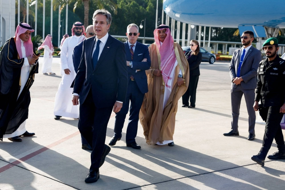 U.S. Secretary of State Antony Blinken arrives in Jeddah, Saudi Arabia, on March 20. U.S. Secretary of State Antony Blinken arrives in Jeddah, Saudi Arabia, on March 20.
