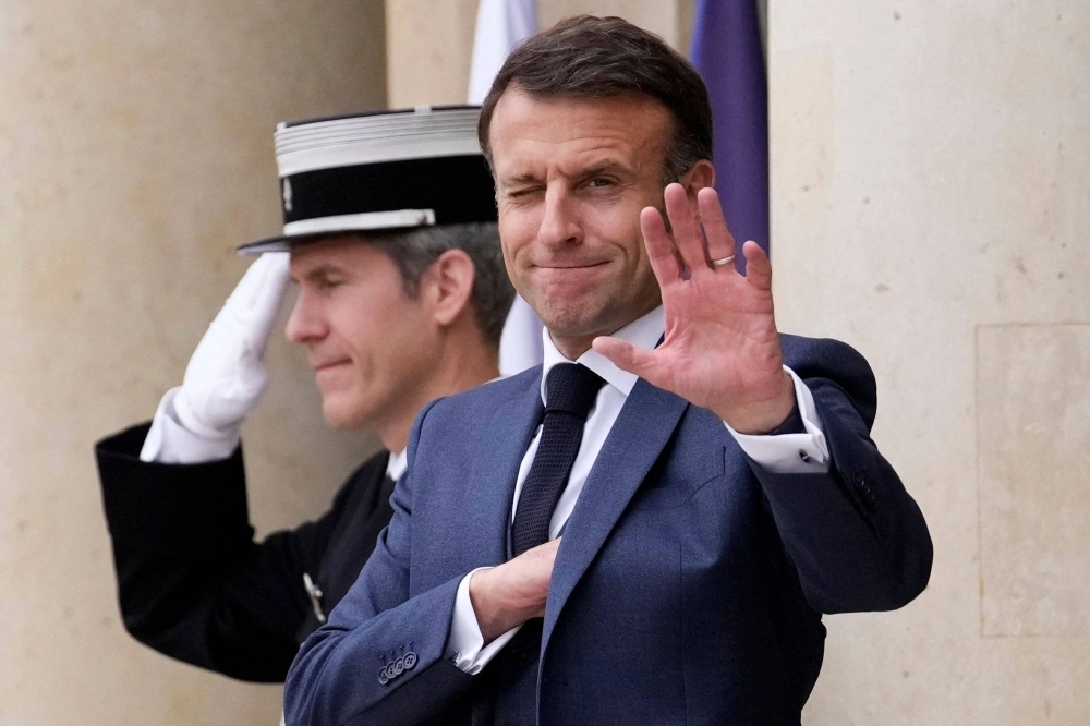 French President Emmanuel Macron warns of existential threats to Europe from Russia, China and the U.S. French President Emmanuel Macron warns of existential threats to Europe from Russia, China and the U.S.