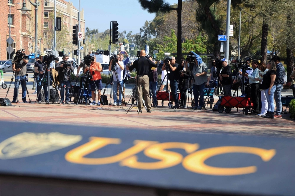 Earl Ofari Hutchinson calls on USC President Carol Folt to convene an emergency student dialogue for the protest encampment in support of Palestinians at the University of Southern California's Alumni Park in Los Angeles on April 29. Earl Ofari Hutchinson calls on USC President Carol Folt to convene an emergency student dialogue for the protest encampment in support of Palestinians at the University of Southern California's Alumni Park in Los Angeles on April 29.