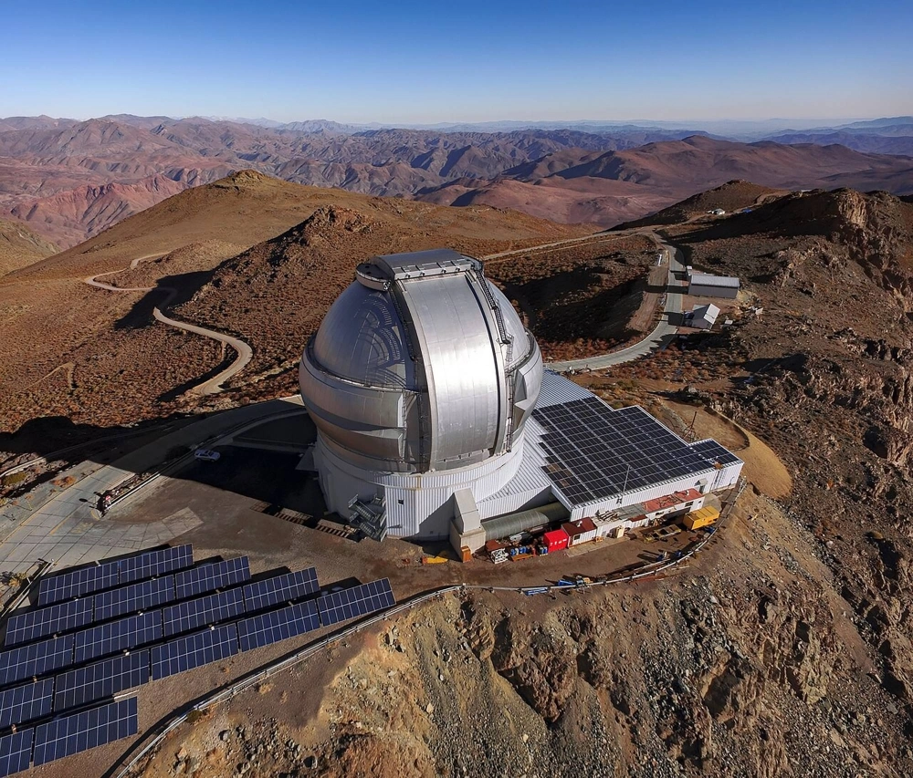 A photo provided by the International Gemini Observatory shows solar panels at the Gemini South observatory of the National Science Foundation’s National Optical-Infrared Astronomy Research Laboratory, or NOIRLab, in the Chilean Andes. A photo provided by the International Gemini Observatory shows solar panels at the Gemini South observatory of the National Science Foundation’s National Optical-Infrared Astronomy Research Laboratory, or NOIRLab, in the Chilean Andes.