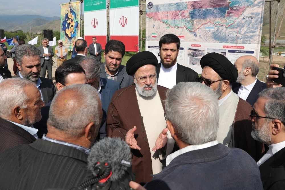 Ebrahim Raisi visiting the site of a road and rail bridge project in Azerbaijan on May 19 Ebrahim Raisi visiting the site of a road and rail bridge project in Azerbaijan on May 19