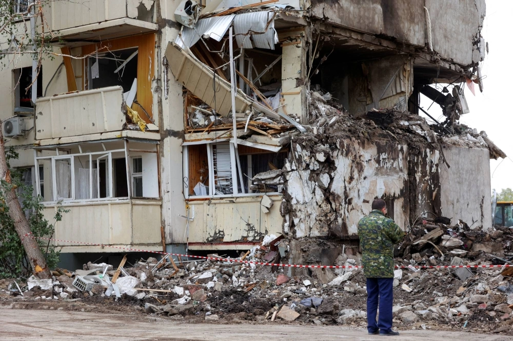 A damaged multistory apartment block, a section of which collapsed as the result of what local authorities called a Ukrainian missile strike, in the city of Belgorod, Russia, on May 13 A damaged multistory apartment block, a section of which collapsed as the result of what local authorities called a Ukrainian missile strike, in the city of Belgorod, Russia, on May 13
