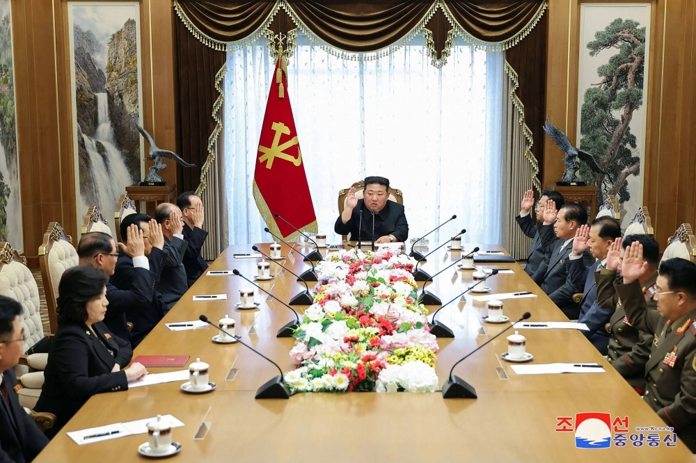 North Korean leader Kim Jong Un attends a meeting of the country's Politburo at an undisclosed location on Friday. North Korean leader Kim Jong Un attends a meeting of the country's Politburo at an undisclosed location on Friday.